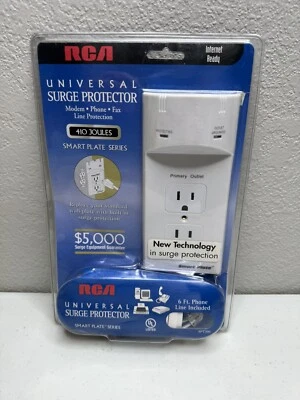 NEW RCA UNIVERSAL SURGE PROTECTOR SPT300 410 JOULES SMART PLATE SERIES $5000 - Image 1 of 4