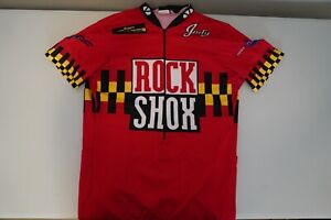 Vintage ROCK SHOX Cycling S/S Jersey, Men’s Medium, Red