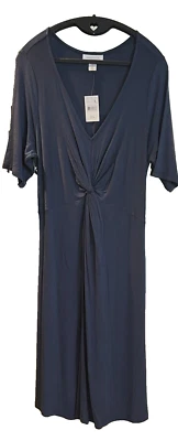 Motherhood Maternity Short Sleeve Knot Tie Front Ribbon Summer Dress Blue Large - Image 1 of 4