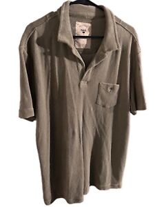 OAS Men's L Soft Terry Knit After Swim Towel Polo Pocket S/S Shirt Olive Green
