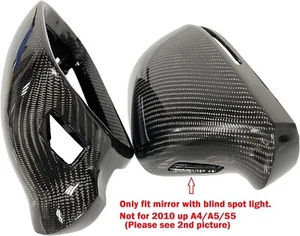 Gloss Real Carbon Fiber Replacement Mirror Cover Cap Fits 08-09 A5 S5 2009 A4 S4 - Picture 1 of 9