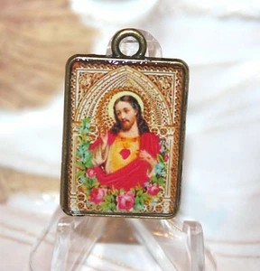 Sacred Heart Medal | Custom Rosary Medal | Rosary Parts | Vintage Reproduction - Picture 1 of 2