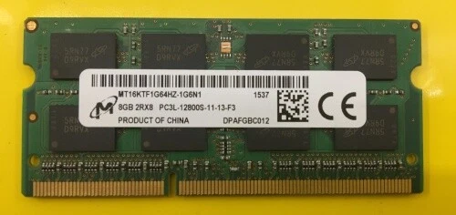 Arbeitsspeicher Micron 8GB RAM für Notebooks 2RX8 PC3L-12800S-11-13-F3 - Bild 1 von 1
