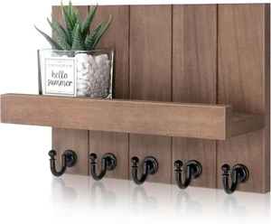 Porta llaves decorativo para pared - Ganchos para llaves rústicos con estante y organizador de correo... - Imagen 1 de 6