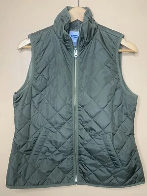 Old Navy Boys’ Size Medium Green Quilted Vest — Sleeveless Zip-Front - Image 1 of 4