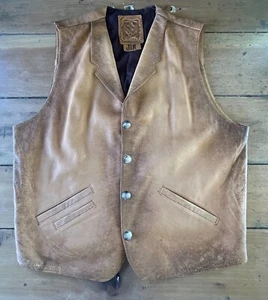 Vintage Hand-Made Leather Hunting Vest From Nipple Peak Ranch Texas Size 2XL - Picture 1 of 9