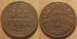 Etats-Unis, Stratford & Columbia, S & J. O. Bateman, 19 Percival St, Six Pence ! - Picture 1 of 1