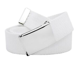Kids and Adults 1.25" Silver Flip Top Buckle with Adjustable Canvas Web Belt