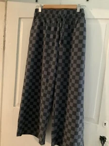 Albion Fit NWOT Black/Gray Luxury Brand Check Wide Leg Crop Pants, Large Petite - Picture 1 of 18