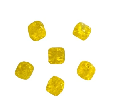 80 Jablonex Czech Bright Sunny Yellow Crackle Glass 5x7mm Rounded Square Beads - Image 1 of 2