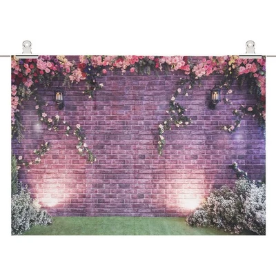 7x5ft Flowers Wall Photography Backdrops Brick Backdrop Spring Stuido5897 - image 1 of 4