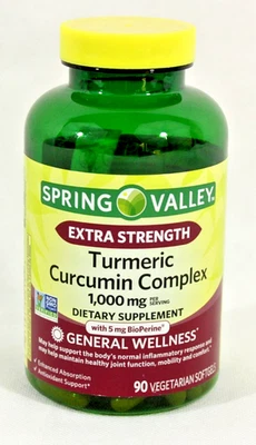 Spring Valley Turmeric Curcumin Extra Strength 1000 mg 90 Softgels New Free Ship - Image 1 of 2