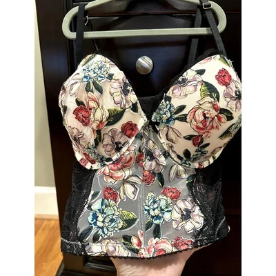 Corsetto floreale pushup Victoria Secret molto sexy nuovo con etichetta 34DD - Immagine 1 di 4