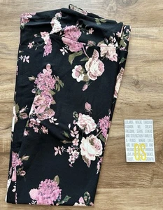 NEW RELEASE LuLaRoe OS One Size Leggings Beautiful Rose Black Print New - Picture 1 of 3