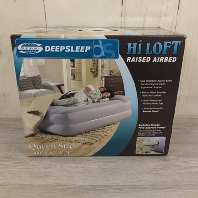  Cama de aire elevada Simmons Deep Sleep tamaño queen 21" Hi-Loft incluye bomba nueva Foto 1 de 4