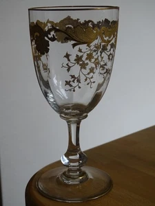 SAINT LOUIS 1 ANCIEN VERRE VIN ROUGE OU EAU CRISTAL MASSENET OR GOLD ht 16 cm - Picture 1 of 7