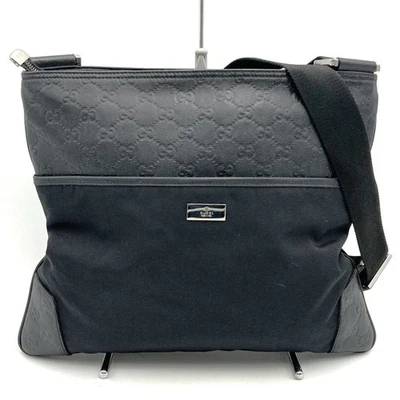 GUCCI 161822 Guccissima Shoulder Bag in Black Leather for Men and Women - Image 1 of 4