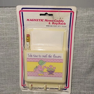 Vintage Memo Pad Holder with Pencil “Take Time to Smell the Flowers” New  - Image 1 of 4