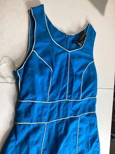 Blue Linen Blend Dress 12  Blue NWT Sleeveless - Picture 1 of 15