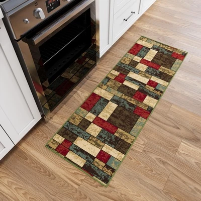 Ottomanson Ottohome Collection Non-slip Boxes Design Runner Rug 20 x 59 - Image 1 of 4