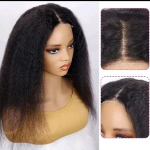 Glueless Kinky Straight Human Hair Wig, Daily Use. 5x5 HD Lace. Can Be Styled. - Picture 1 of 7