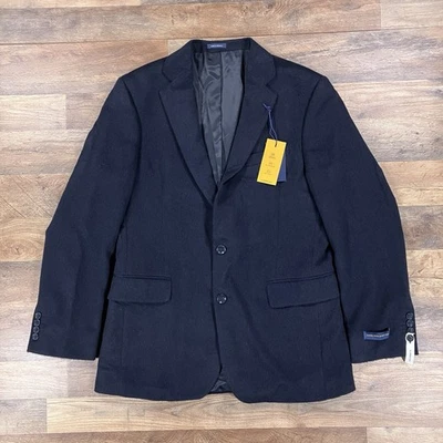 Stafford Blazer Mens 40R Navy Blue Camel Hair Sport Coat Suit Jacket NEW - Image 1 of 4