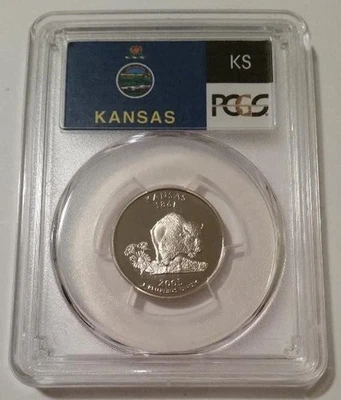 2005 S Clad Kansas State Quarter Proof PR70 DCAM PCGS Flag Label - Image 1 of 2