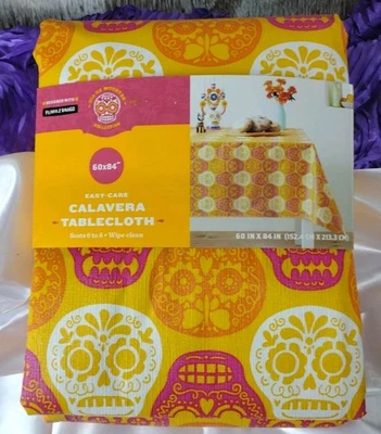 Sugar Skull Easy Care Calavera Tablecloth, 60"x 84" Dia De Muertos Collection  - Image 1 of 4