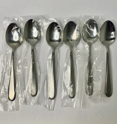 Beaded Elegance by Stanley Roberts Stainless Lot of 6 Oval Soup spoons #2 - Image 1 of 4
