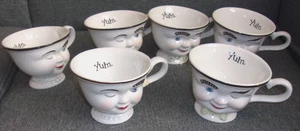 JUEGO DE 6 TAZAS DE CAFÉ DE PORCELANA GUIÑANDO UN OJO ROJO ROBIN BAILEY'S TAZAS 3 PARA ÉL Y 3 PARA ELLA - Imagen 1 de 5