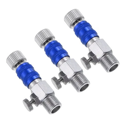 1/8 Air Brush Connector Adapter,3pcs Air Brush Airflow Control Valve,Blue Silver - image 1 of 4