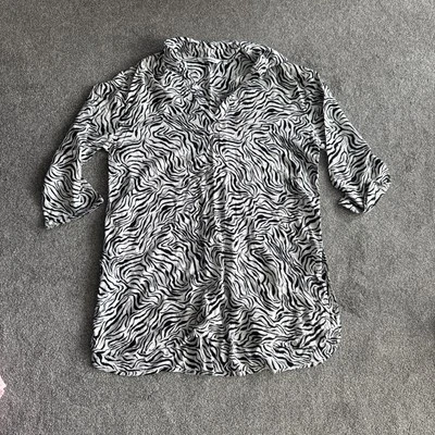 LADIES BLACK & WHITE ZEBRA PRINT ‘DEBENHAMS’ BLOUSE, SIZE 12-14 - Image 1 of 4