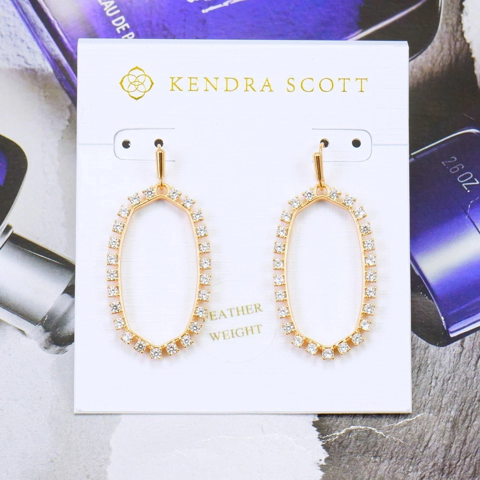 Liquidación!! Pendientes Kendra Scott Elle marco abierto circonita cúbica chapados en oro rosa nuevos con etiquetas Foto 1 de 4
