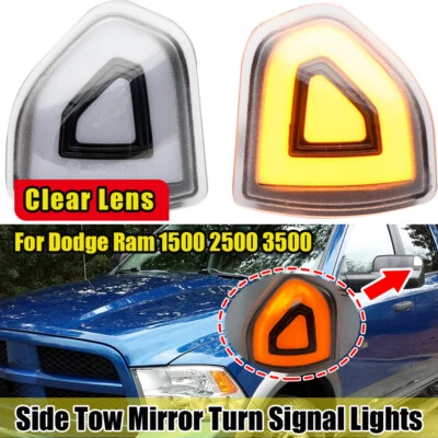 2X LED Clear Side Tow Mirror Turn Signal Lights For Dodge Ram 1500 2500 3500 - Image 1 of 4