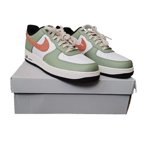 Nike Air Force 1 '07 Low Mens 10.5 Oil Green Orange White Sneakers FD0758 386 - Picture 1 of 15