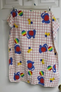 Vintage Riegel Cotton Baby Blanket Elephants Yellow Duck 30"x30" - Picture 1 of 3