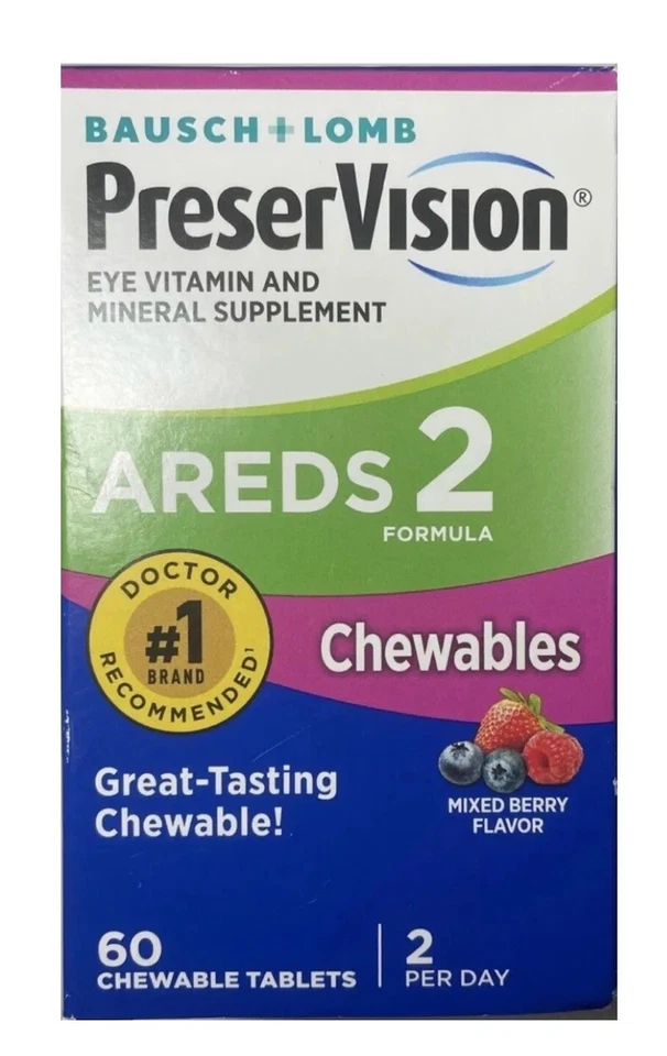 PreserVision AREDS 2 Fórmula Mezcla Sabor Baya 🫐🍓 60 Comprimidos Masticables Foto 1 de 4