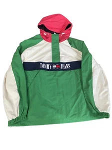 Tommy Jeans Chicago Popover Jacket Mens Medium Anorak Multicoloured Hooded - Picture 1 of 10