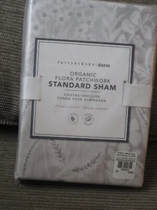 POTTERY BARN TEEN DORM FLORA PATCHWORK LIGHT GRAY STANDARD PILLOW SHAM  NEW - Picture 1 of 1