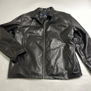 US Polo Assn Men's Size L Black Faux Leather Quilted Lined Jacket Coat - Picture 1 of 8