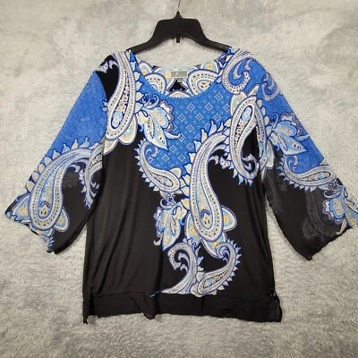 Camisa Colección JM Mujer XL Azul Cachemira Manga 3/4 Gasa * Foto 1 de 4