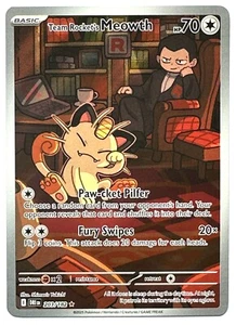 Team Rocket's Meowth 203/182 - Pokémon Juego de cartas coleccionables Rivales destinados ilustración holograma raro - Imagen 1 de 2