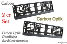 Produktbild - 2 Hochglanz Carbon Optik Kennzeichenhalter Nummernschildhalter Metallisiert