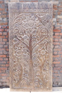 Vintage Barndoor, Kalpavriksha , Wish Fulfilling Tree, CARVED Reclaimed Wood 84