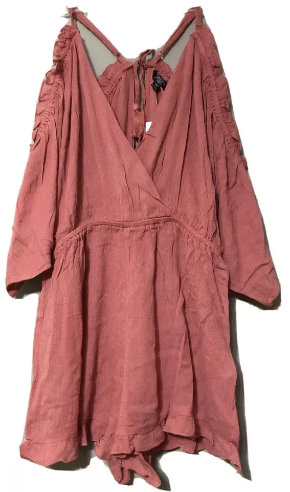 Topshop Dusty Rose Gauze Cold Shoulder Romper Medium Swim Cover up A386