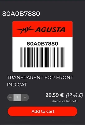 MV Agusta F3 Original Clear Front Turn Signal Lense 80A0B7880 - Image 1 of 4