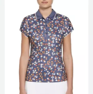 NEW CALLAWAY Opti-Dry Women’s Golf Shirt Short Sleeve Blue Size Large Floral $82 - Picture 1 of 15