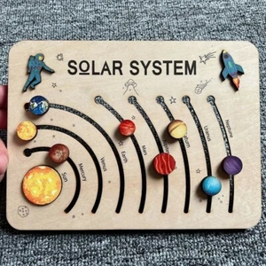 Wooden Solar System Puzzle Board Montessori Education Learning Toy Gift for Kids - Picture 1 of 8