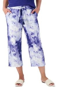 Belle Beach by Kim Gravel Cabana Cropped Beach Pant Navy Tie-Dye - Picture 1 of 1