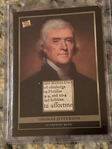 THOMAS JEFFERSON 2024 PIECES OF THE PAST RARE AUTHENTIC RELIC CARD - Picture 1 of 3